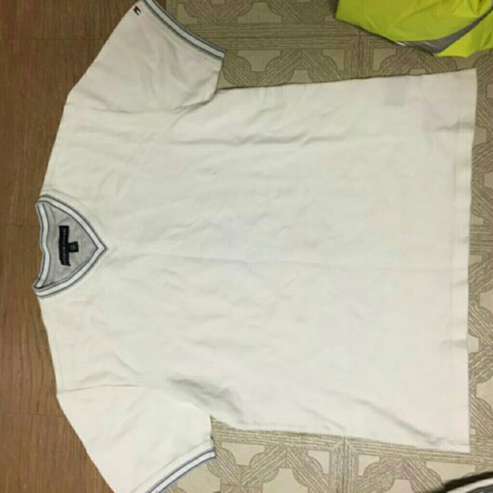 Tommy Hilfiger White V-Neck Cotton Shirt